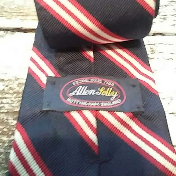 Classic navy and red striped Allen Lilly tie - Picture 2 of 2